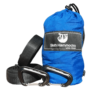 Blue Hammock with carabiners & tree straps