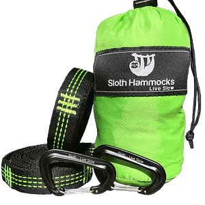 Green Hammock with carabiners & tree straps